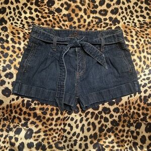 Y2K Piama Dark Wash Shorts with Sewn-on Tie